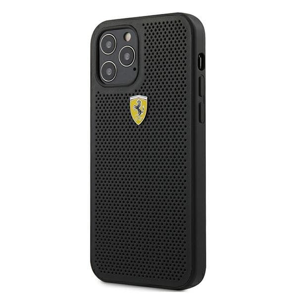 Ferrari FESPEHCP12LBK iPhone 12 Pro Max 6.7 sort/sort hårdt cover On Track perforeret