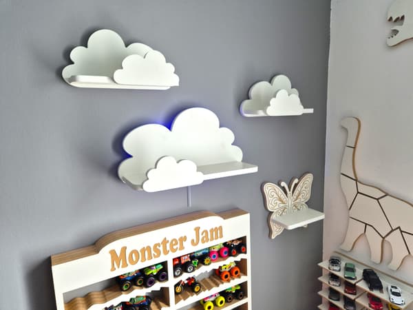 Cloud Shelves Set om 3 FANTASY EXTRA - Prestige, vit med lampfunktion