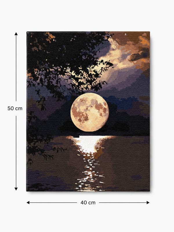 MÅLNING MED SIFFROR MED RAM Tavlor för målning - Fullmåne 40x50 cm