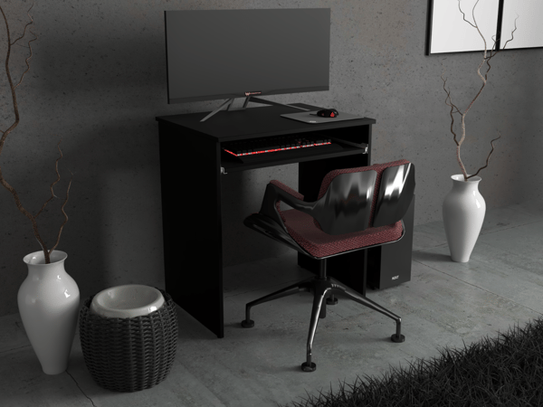 Lille sort computerbord 68 cm 1 hylde gamingmøbler skole