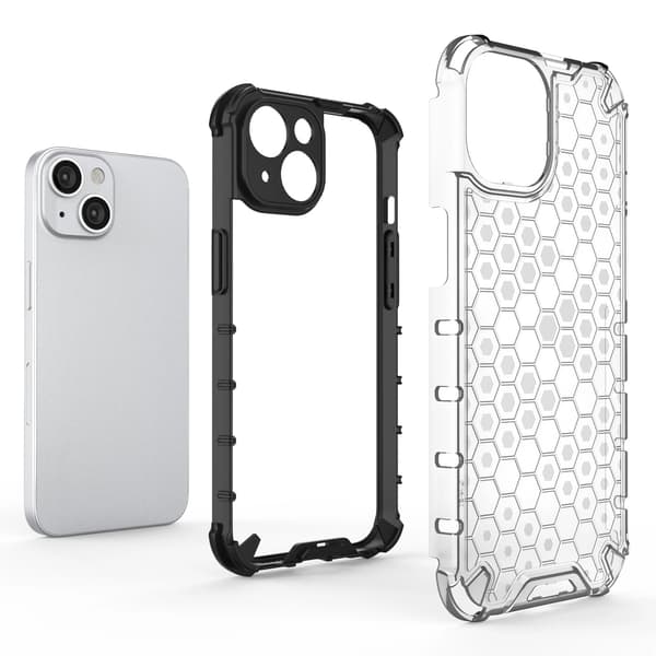 Honeycomb iPhone 14 Plus Hybrid Armored Case Transparent