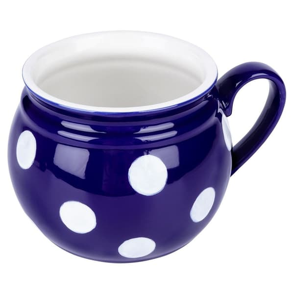 Blå keramisk mugg med prickar 850 ml
