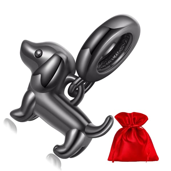 Silverberlock svart DACHSHUND-hänge pärlor silver 925
