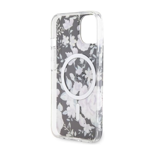 Guess Flower MagSafe - iPhone 14 -kotelo (musta)