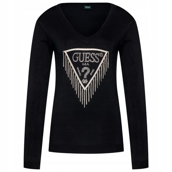 Guess svart klassisk logotyp långärmad tröja XS