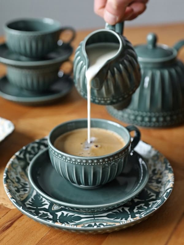 KOP MED UNDERKOP TIL KAFFE OG TE 250 ml MOSAIQUE OLIVE LINE