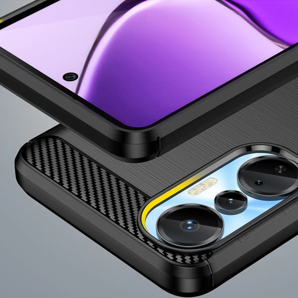Carbon Case etui til Infinix Hot 20S fleksibelt silikone carbon etui sort