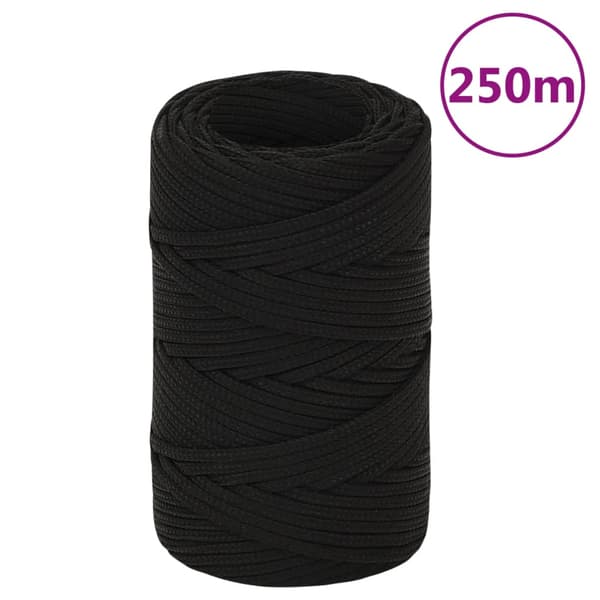 vidaXL arbejdsreb, sort, 2 mm, 250 m, polyester