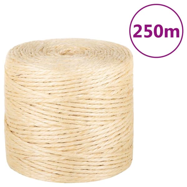 vidaXL reb, 100% sisal, 4 mm, 250 m