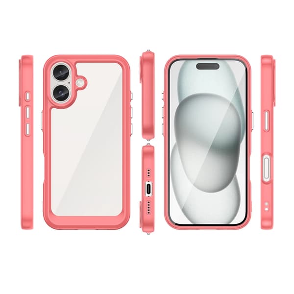 Outer Space-cover med gelramme til iPhone 16 Plus - Rød