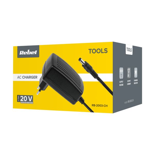 Batterilader 20V 2A/4A til batterier RB-2001, RB-2002 Rebel Tools