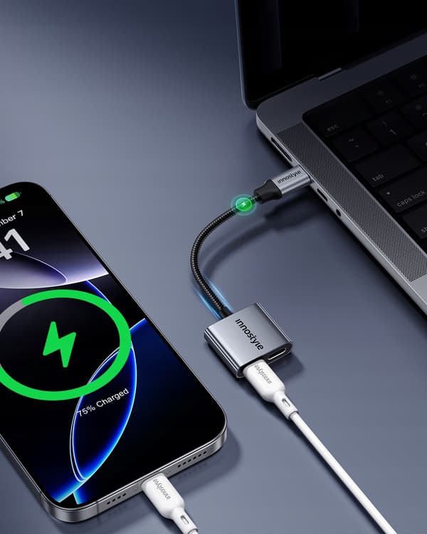 INNOSTYLE ADAPTER 2X USB-C ADAPTER TYP C KABEL FÖR SAMSUNG APPLE MED DAC