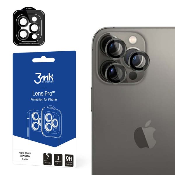 Apple iPhone 15 Pro Max - 3mk linssinsuoja Pro Grafiitti