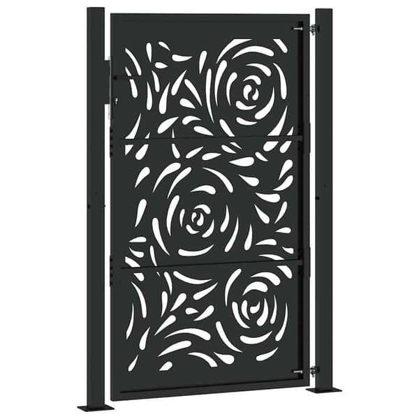 vidaXL havelåge sort 105x155 cm stål flammemønster