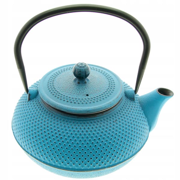 Støbejernskedel blå 1,5 l infuser med si til urtete