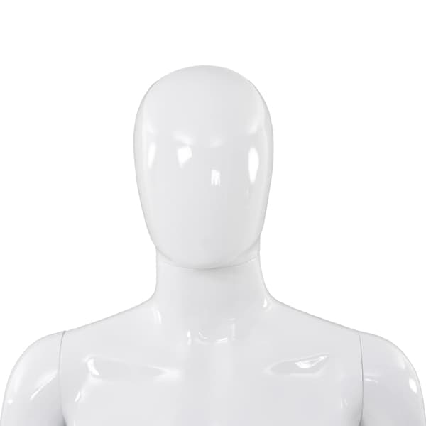 vidaXL Herrskyltdocka med glasbas glansig vit 185 cm