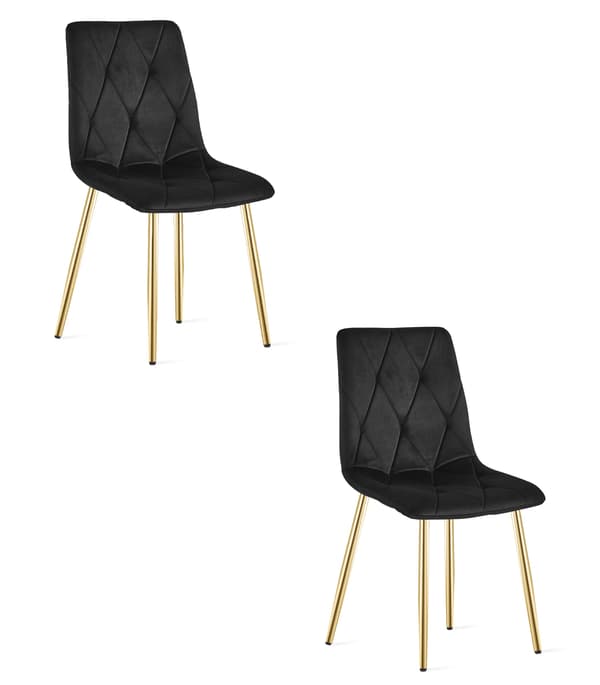 LIBRA stol - svart sammet / guldfärgade ben x 2
