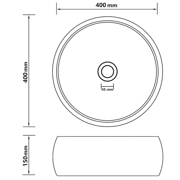 vidaXL luksuriøs rund håndvask matblå 40x15 cm keramik