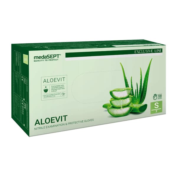 Nitrilhandsker S grønne med aloe Aloevit medaSEPT 100 stk.