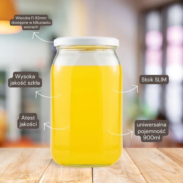 48x Glasburkar 900ml för honung, pickles och sylt + lock FI82