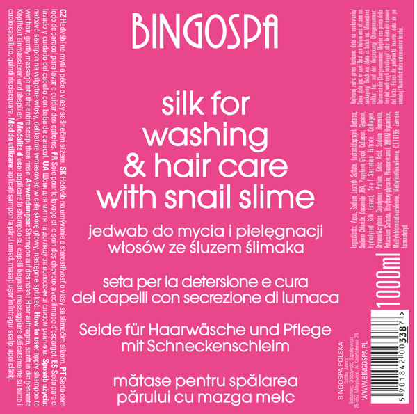 Silke til hårvask og -pleje med snegleslim 1000 ml BINGOSPA