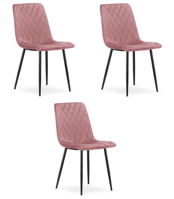 TURIN stol - pink velour / sorte ben x 3