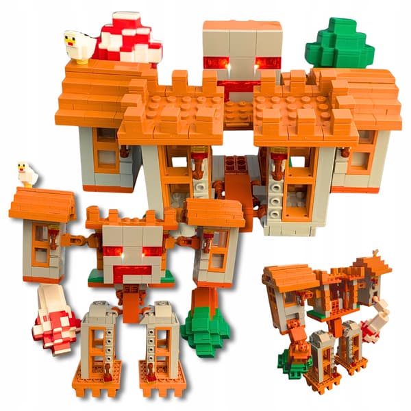 Minecraft Robot Fästning 2-i-1 Stuga LED Gaming Byggklossset