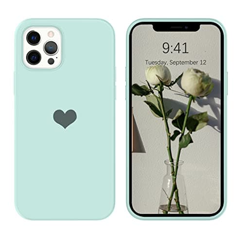 Apple iPhone 12 Pro Max silikonikuori, mintunvihreä, sydän, A2342