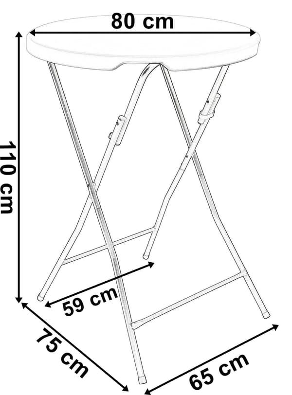 Hopfällbart cateringbord GALA 80 cm svart