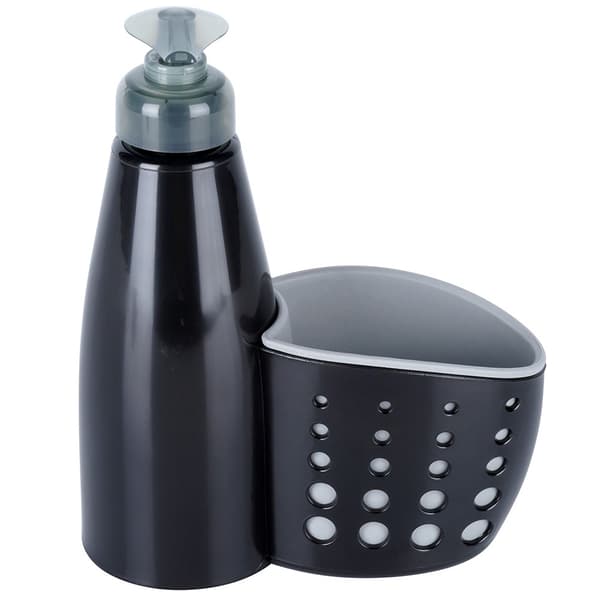 Dispenser til opvaskemiddel med svampeholder sort 370 ml