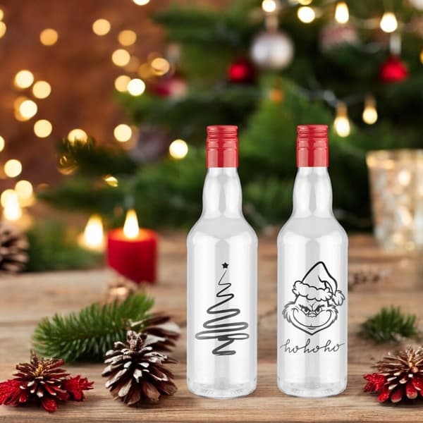 10x MONOPOL Glasflaskor Julklapp 500ml MED TRYCK för LIKÖRER