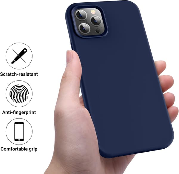ETUI TIL APPLE IPHONE 12 PRO MAX SILIKONE MARINEBLÅ MED MIKROFIBER