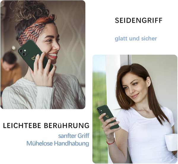 ETUI TIL APPLE IPHONE 12 BAGCODE FLASKEGRØN GYLDEN HJERTE