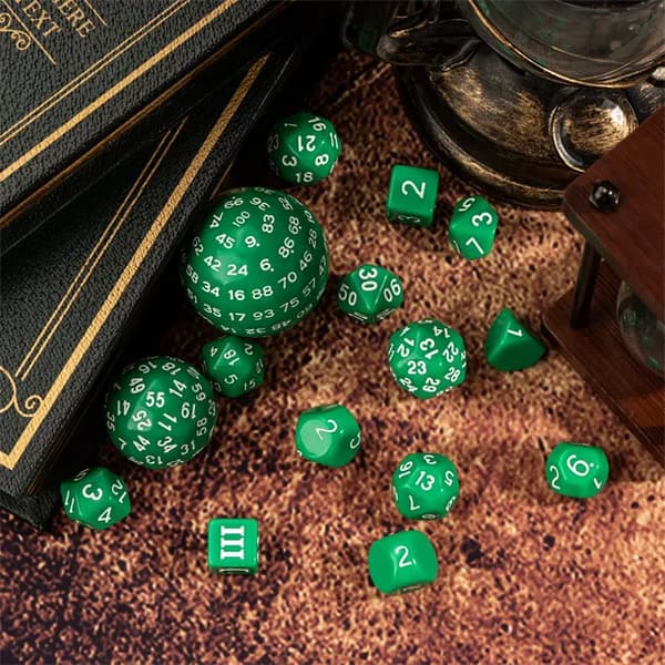 RPG terninger grønt sæt med 15 terninger