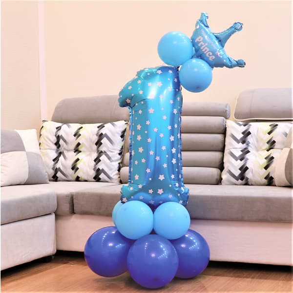 Set med blå ballonger nummer 1, 1 set