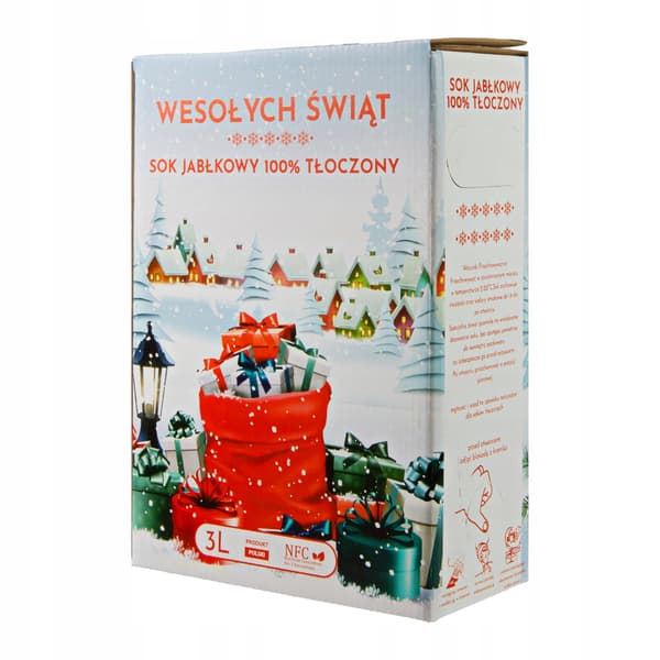 JUL ÆBLEJUICE KARTON 100% PRESSE 3L Til Julegaver