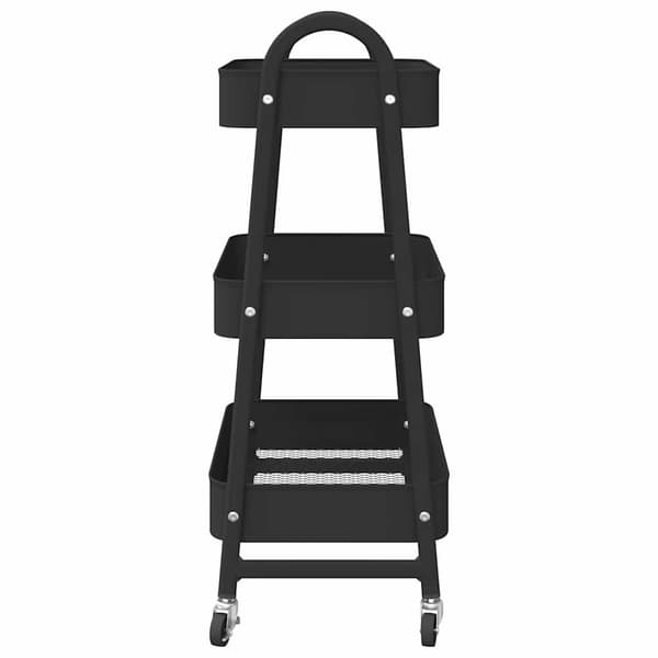 vidaXL 3-lags opbevaringsvogn sort 42x41,5x77 cm