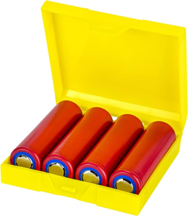 18650 BATTERIFÖRVARINGSASK GUL FÖR 4 ST SOLID