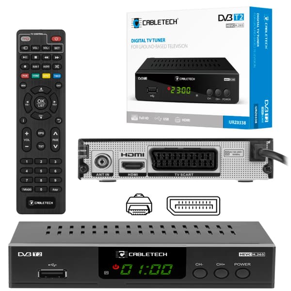 Tuner decoder TV DVB-T2 H.265 HEVC USB Cabletech