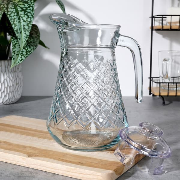 Glaskanna med lock 1,4 l + glas 6 st 200 ml