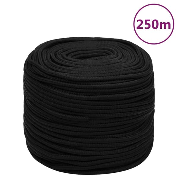vidaXL Arbetsrep, Svart, 10 mm, 250 m, Polyester