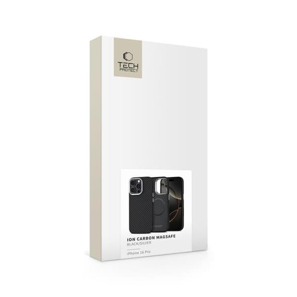 TECH-PROTECT ION CARBON MAGSAFE IPHONE 16 PRO SVART/SILVER
