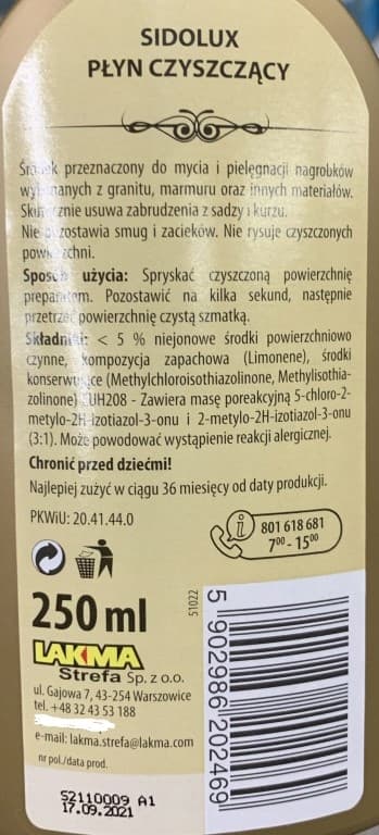 Rensevæske til gravsten og sten Sidolux 250ml