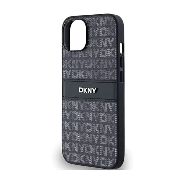 DKNY Læder Mono Stripe & Metal Logo - iPhone 15 Plus / 14 Plus Cover (Sort)