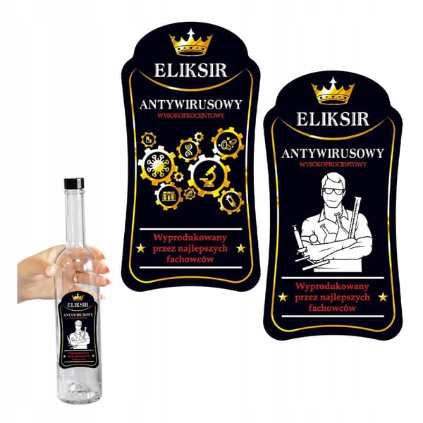 10X PREMIUM ANTIVIRUS ELIXIR Etiketter för vodkaflaskdekaler