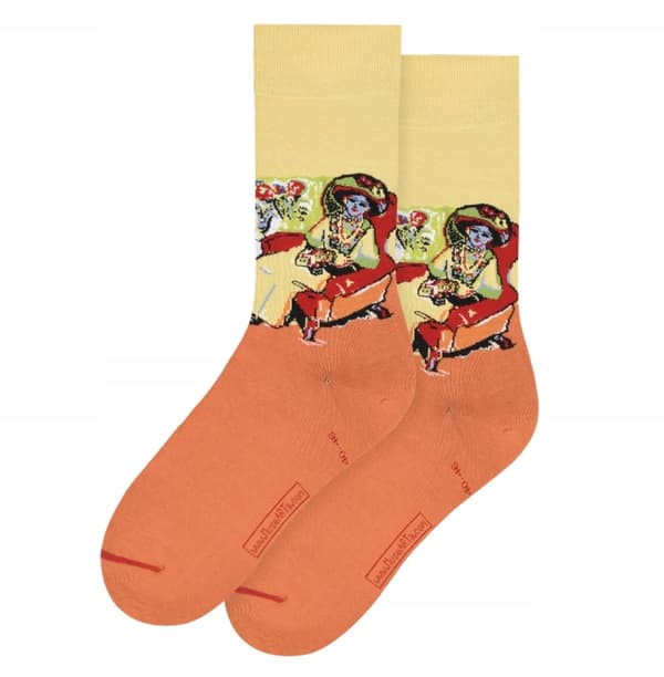 Musearta orange höga bomullsstrumpor 36-40
