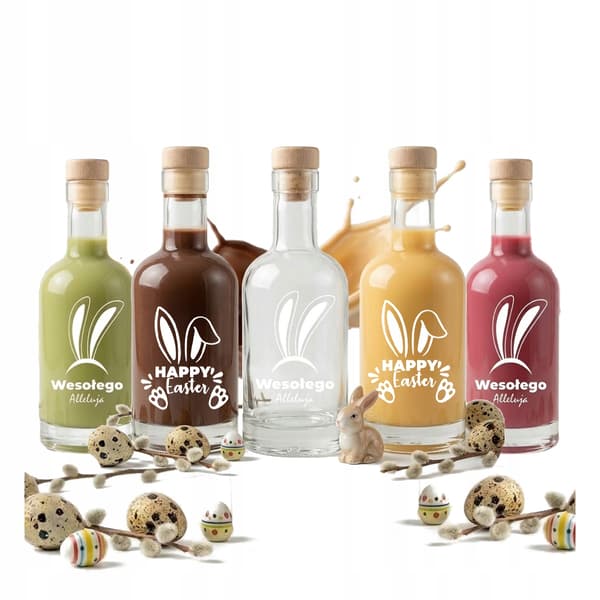 5x TADEK-FLASKOR 250 ml med TRYCK PÅSKFLASKA LIKÖR PRESENTJUICE