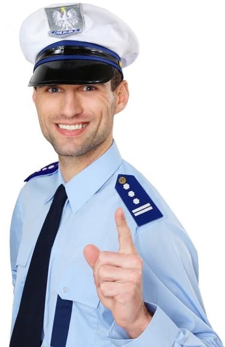 Politihue med skulderstropper til voksne