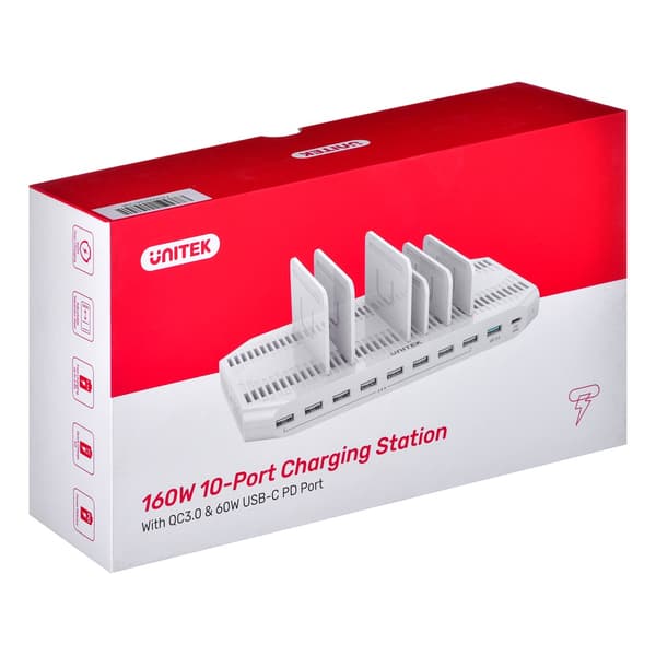 UNITEK LATAUSASEMA 10 USB, 160W, Y-2190