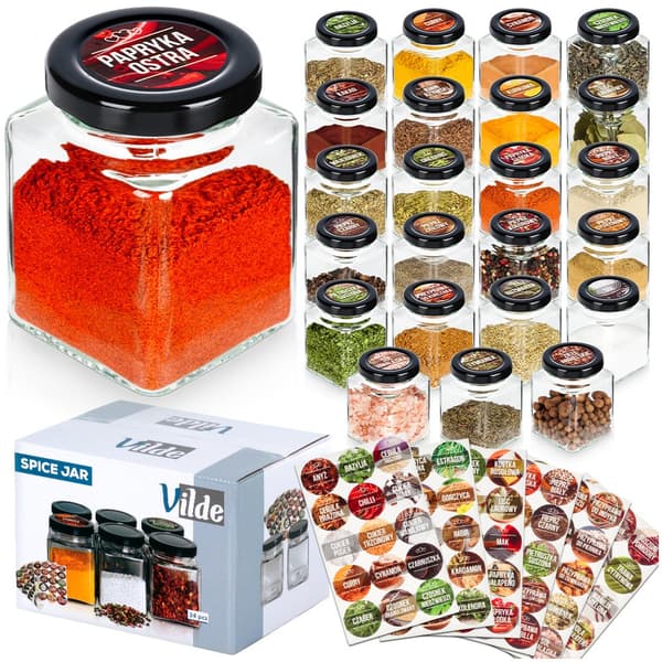 Maustetölkkö lasinen 100 ml 24 kpl + 90 tarraa